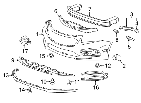 2016 Chevrolet Cruze Front Bumper Bumper Cover Diagram for 94525910