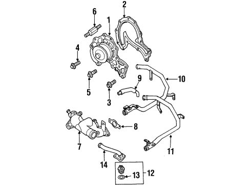 1999 Acura SLX Water Pump Stud, Water Pump Diagram for 8-97136-226-0