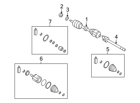 2008 Hyundai Veracruz Drive Axles - Front Boot Kit-Front Axle Differential Side RH Diagram for 49606-3JA00