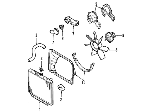 1999 Acura SLX Cooling System, Radiator, Water Pump, Cooling Fan Clutch, Cooling Fan Diagram for 8-97130-362-1