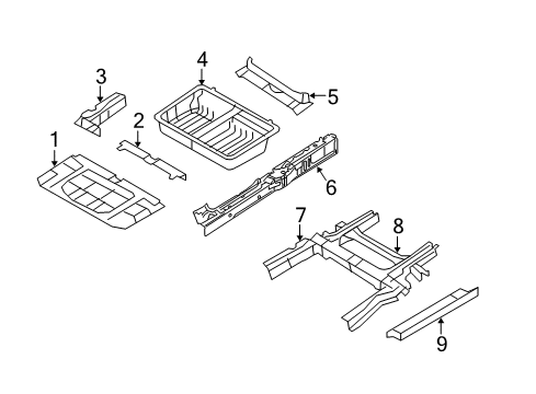 2019 Dodge Grand Caravan Pillars, Rocker & Floor - Floor & Rails Pan-Rear Floor Pan Diagram for 5109593AD