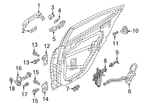 2021 Hyundai Ioniq Front Door Base Assembly-Rear Door Outside Handle, RH Diagram for 83665-G2000