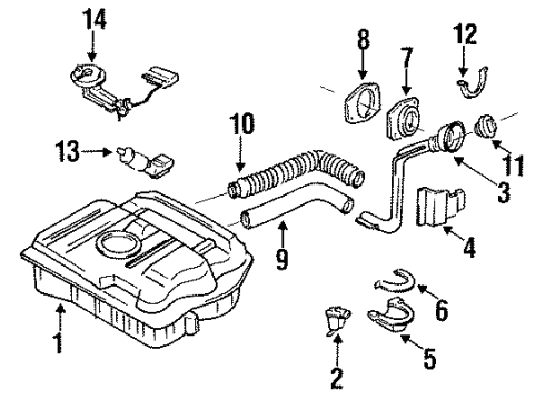 1990 Nissan Axxess Fuel Supply Fuel Tank Assembly Diagram for 17202-40R10