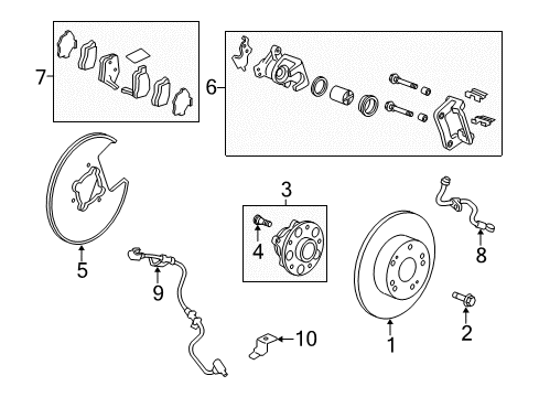 2015 Honda Accord Brake Components Hose Set, Right Rear Brake Diagram for 01466-T2A-P00