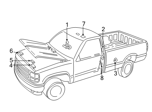 1997 Chevrolet K1500 Information Labels Label Diagram for 15731740