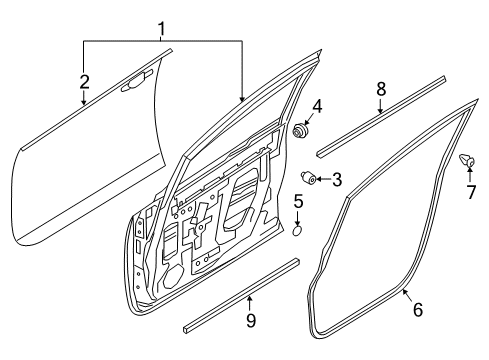 2019 Nissan Leaf Front Door Seal-Front Door Parting Diagram for 80838-3NF0A