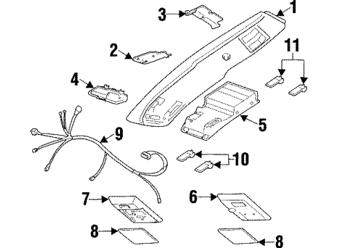 1999 Jeep Cherokee Overhead Console Lens Diagram for 5268177