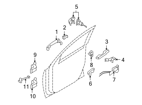 2011 Hyundai Santa Fe Front Door Bracket-Front Outside Handle Support Diagram for 82485-0W000