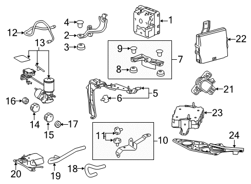 2020 Lexus RX450h ABS Components Bracket Assembly, Brake Diagram for 44590-0E070