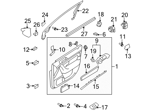2011 Lincoln MKS Mirrors Front Trim Diagram for 8A5Z-17K709-AA