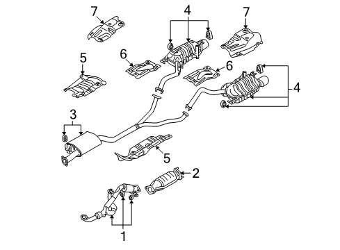 2009 Hyundai Santa Fe Exhaust Components Catalytic Converter Assembly Diagram for 28950-3C300