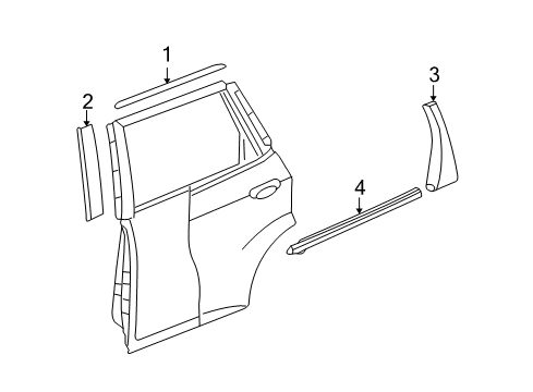 2013 Honda Fit Exterior Trim - Rear Door Molding Assy., R. RR. Door Diagram for 72910-TF0-003