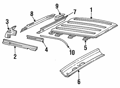 1992 Ford Aerostar Roof, Exterior Trim Door Track Diagram for F49Z1125006A