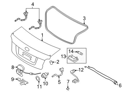 2011 Hyundai Accent Trunk Weatherstrip-Trunk Lid Opening Diagram for 87321-1E020