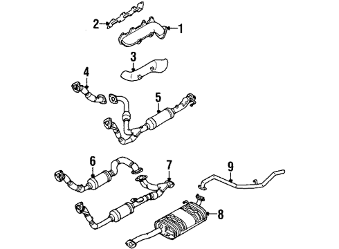 1999 Isuzu Trooper Exhaust Components, Exhaust Manifold Protector, L. Heat Diagram for 8-97164-278-1
