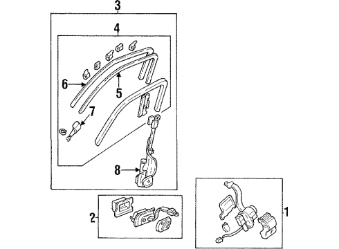 1993 Acura Integra Passive Restraints Drive Unit, Passenger Side Diagram for 81431-SK8-A03