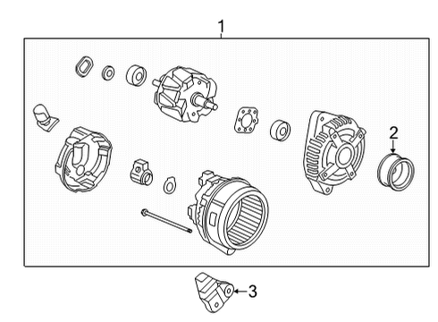 2022 Acura MDX Alternator Air Conditioner Generator Assembly Diagram for 31100-61A-A01