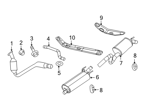 2007 Chrysler Aspen Exhaust Components Catalytic Converter Diagram for 52855505AA