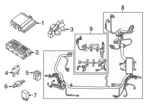 2022 Lincoln Corsair Fuse & Relay Top Cover Diagram for JX6Z-14A003-A