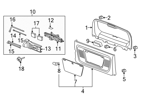 2007 Hummer H3 Interior Trim - Back Door Latch, Jack Stowage Cover Diagram for 15128598