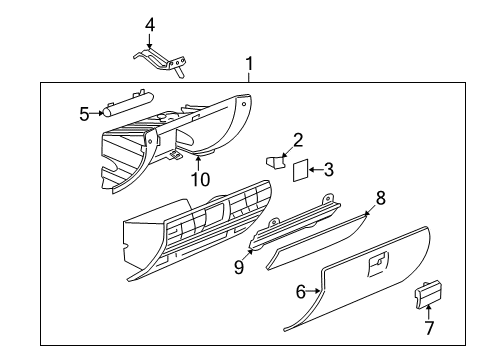 2009 Saturn Vue Glove Box Handle Diagram for 96820770