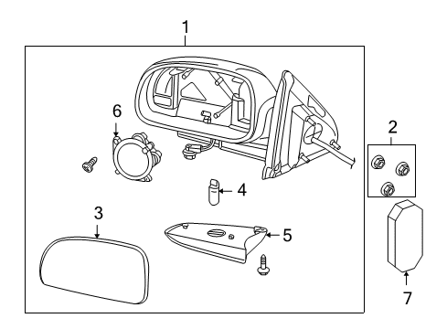 2005 Buick Rainier Outside Mirrors Mirror Glass Diagram for 88980574