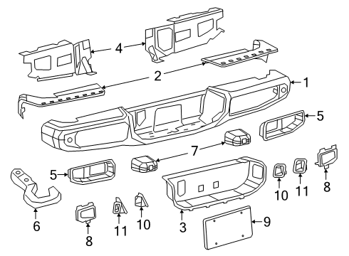 2020 Jeep Gladiator Rear Bumper Bezel-Rear Bumper Diagram for 6TC48RXFAA