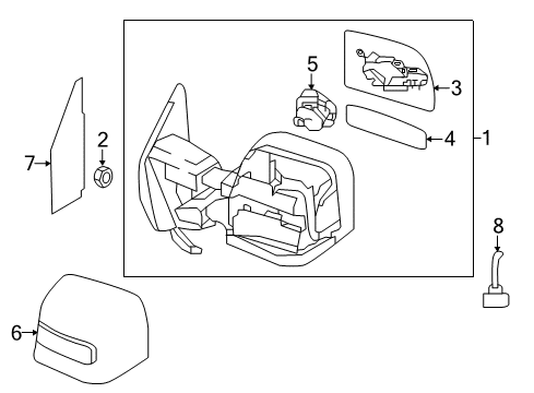 2019 Nissan Titan Parking Aid Mirror Assembly-Outside RH Diagram for 96301-9FT3E