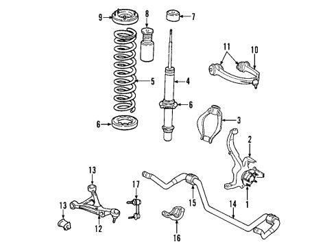 2009 Chrysler 300 Front Suspension Components, Lower Control Arm, Upper Control Arm, Stabilizer Bar STRUT-Suspension Diagram for 4895748AB