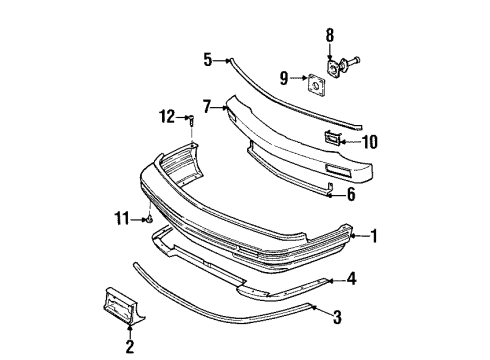 1996 Oldsmobile 88 Front Bumper License Bracket Diagram for 25623686