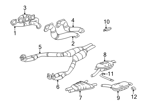 1997 BMW 740iL Exhaust Manifold Centre Muffler Diagram for 18121745167