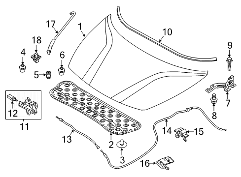 2021 Kia Rio Hood & Components Handle Assembly-Hood Latch Diagram for 8118034000WK