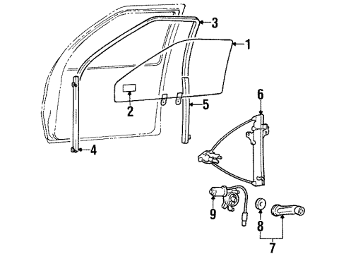 1999 Hyundai Elantra Front Door Front Driver Side Door Window Regulator Diagram for 82401-29001