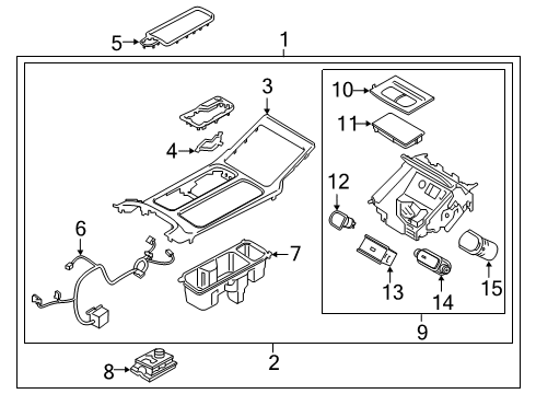 2020 Kia Telluride Center Console Charger Assembly-Usb Diagram for 96125S9010