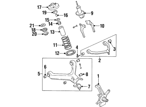 1995 Kia Sportage Front Suspension Components, Lower Control Arm, Upper Control Arm, Stabilizer Bar, Locking Hub Boot-Dust Diagram for 0K01134015A