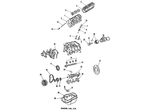 1992 Pontiac Grand Am Engine Parts, Mounts, Cylinder Head & Valves, Camshaft & Timing, Exhaust Camshaft, Intake Camshaft, Oil Pan, Oil Pump, Crankshaft & Bearings, Pistons, Rings & Bearings Strut Asm, Engine Mount Diagram for 22637875