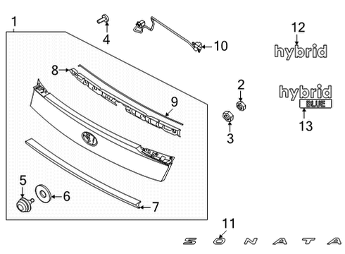 2020 Hyundai Sonata Parking Aid MOULDING Sub Assembly-Back Panel Diagram for 87380-L5011