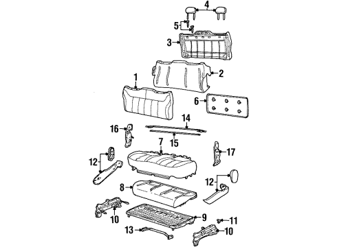 2001 Ford Windstar Rear Seat Components Seat Cushion Pad Diagram for 1F2Z-1663840-BA