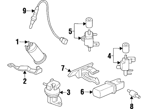 1996 Acura TL Emission Components Valve Assembly, Purge Control Solenoid Diagram for 36160-P1R-A01