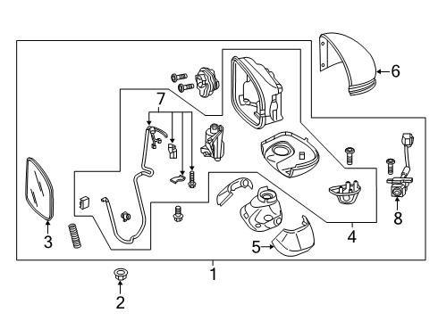 2021 Honda Clarity Mirrors Housing Cap (Super Platinum Metallic) Diagram for 76201-TRT-A01ZG