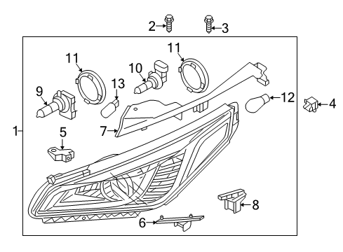 2015 Hyundai Sonata Bulbs Bracket-HEADLAMP Mounting Support, RH Diagram for 92143-C1000