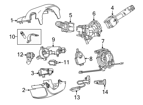 2012 Buick Regal Shroud, Switches & Levers Ignition Switch Diagram for 22737876