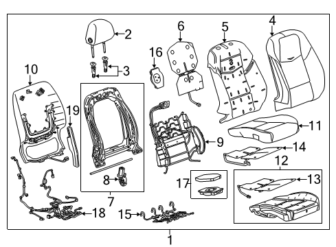 2016 Cadillac CTS Passenger Seat Components Seat Cushion Pad Diagram for 23434153