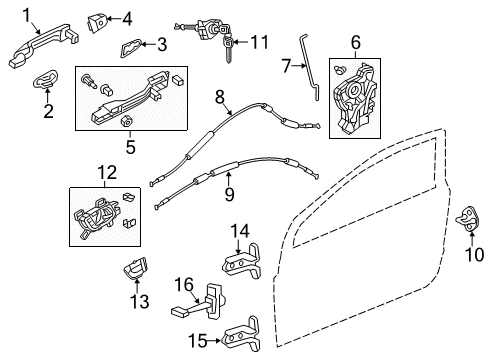 2012 Honda Civic Front Door Switch Assembly, Power Window Master Diagram for 35750-TS8-A21