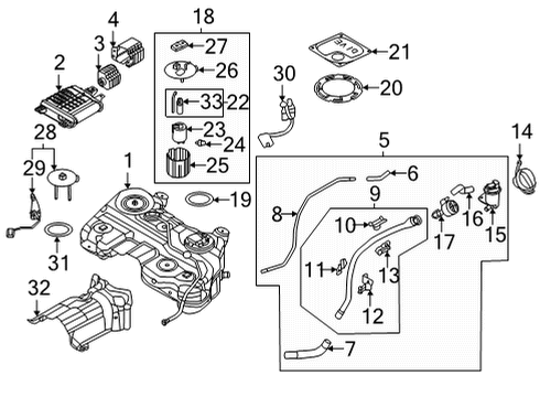 2022 Hyundai Tucson Fuel System Components TANK ASSY-FUEL Diagram for 31150-P0500