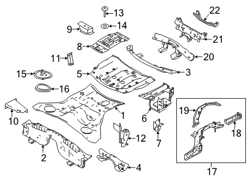 2017 Infiniti Q60 Rear Body - Floor & Rails Washer Diagram for 80499-1KD0A