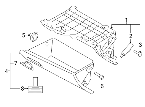 2017 Hyundai Elantra Glove Box Panel Assembly-Lower Crash Pad, RH Diagram for 84540-F3000-PKG