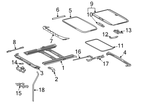 2007 Toyota Sienna Sunroof Rail Assembly Diagram for 63202-AE010