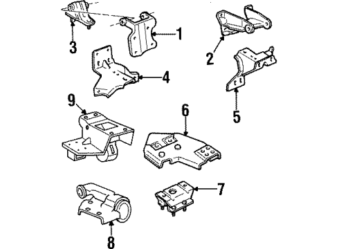 2000 Jeep Cherokee Engine & Trans Mounting Bracket Diagram for 52059150AA