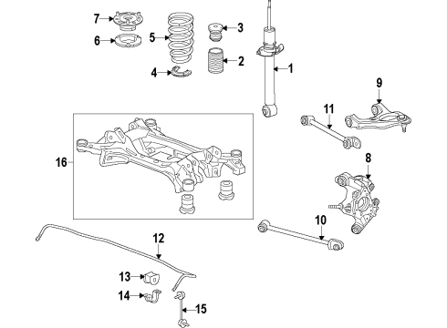 2016 Acura RLX Rear Suspension, Lower Control Arm, Upper Control Arm, Ride Control, Stabilizer Bar, Suspension Components Link, Right Rear Stabilizer Diagram for 52320-TY2-A01